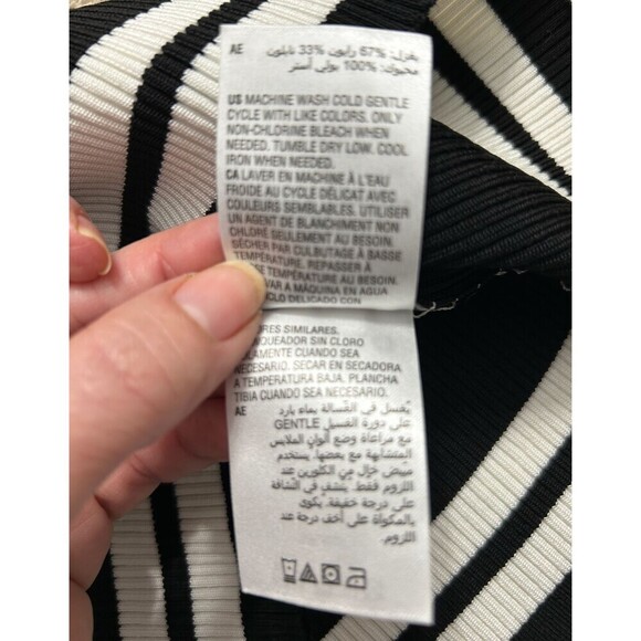 Bar III Black White Polka Dot Sheer Stretch Knit Top Preppy Career Size Small - Picture 12 of 14